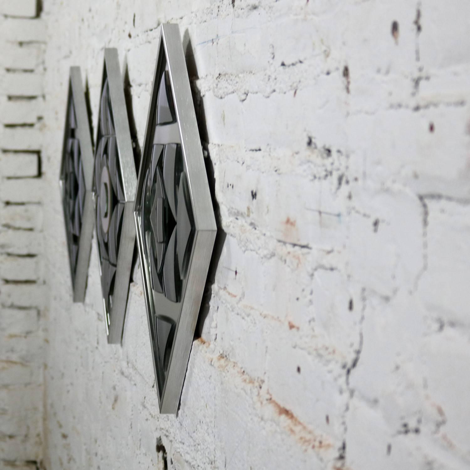 Pop Art Op Art Geometric Trio of Framed Mirror Wall Sculptures by Hal Bienenfeld 7