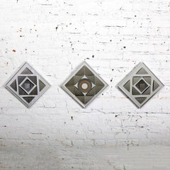 Pop Art Op Art Geometric Trio of Framed Mirror Wall Sculptures by Hal Bienenfeld