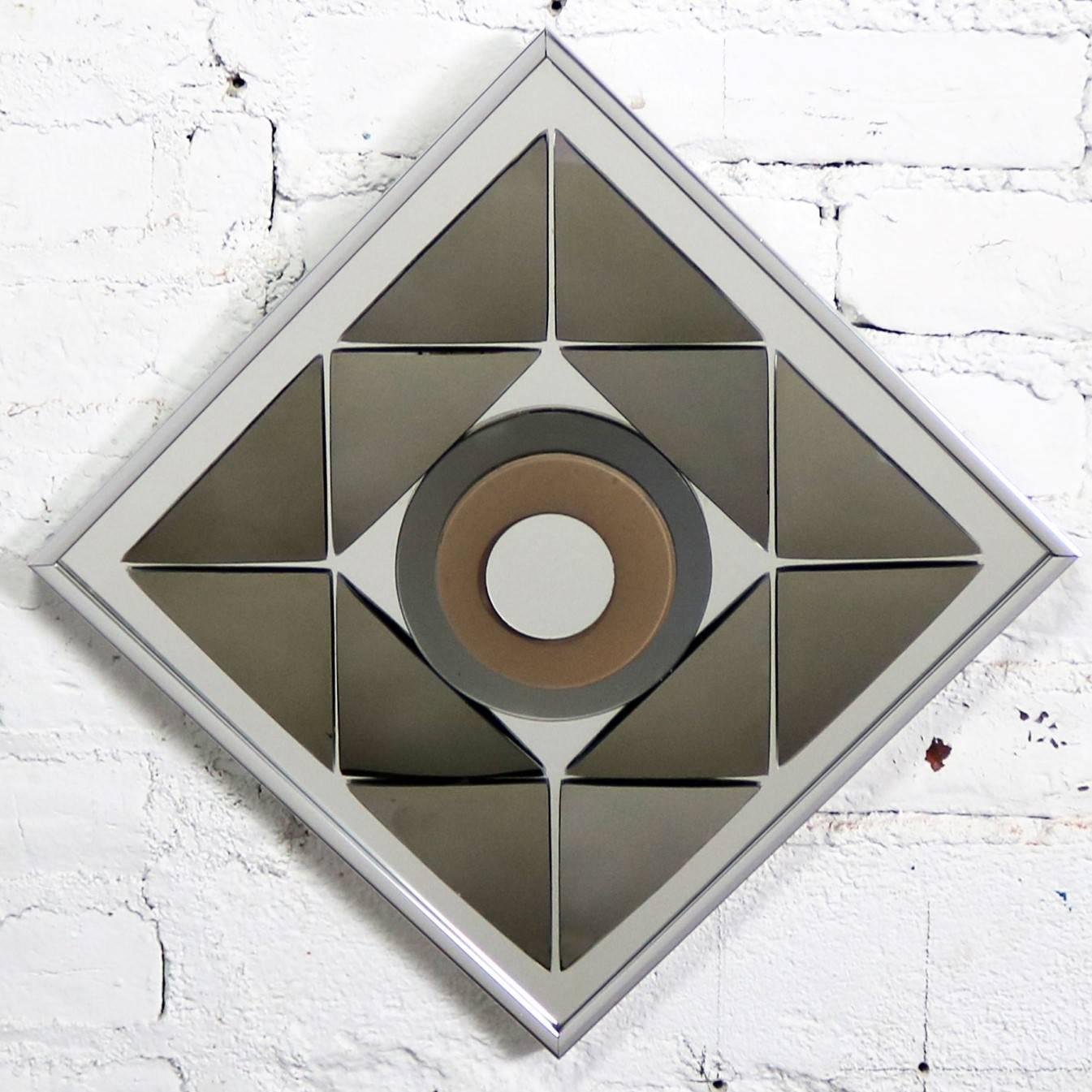 American Pop Art Op Art Geometric Trio of Framed Mirror Wall Sculptures by Hal Bienenfeld