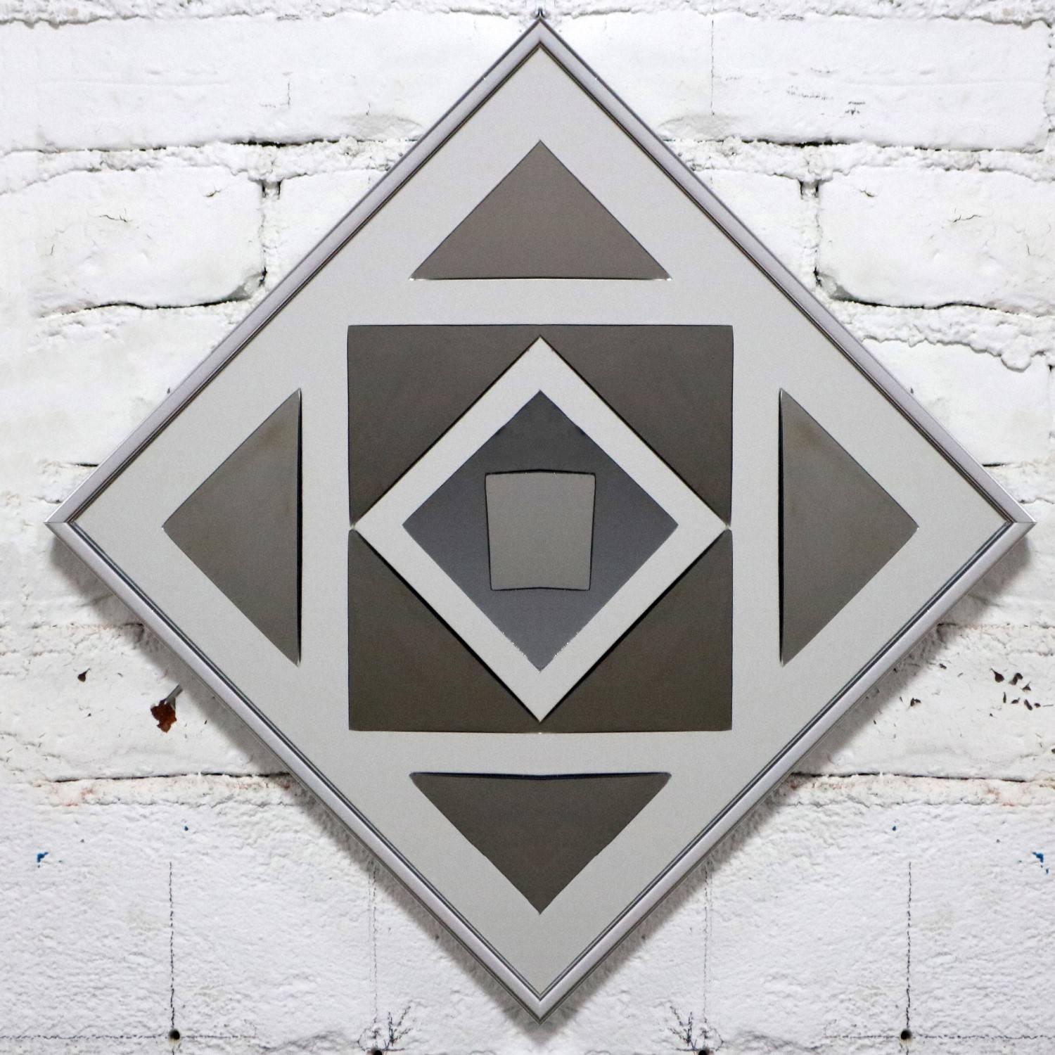 Pop Art Op Art Geometric Trio of Framed Mirror Wall Sculptures by Hal Bienenfeld In Good Condition In Topeka, KS