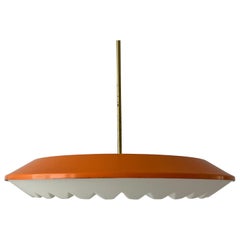 Pop Art Orange Metal and White Glass Ceiling Lamp by Novalux, 1970s, Germany