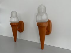 Pop Art Pair of Ice Cream Sconces, Wood and Glass, 1960s, Germany