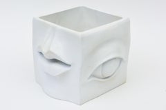Pop Art Plaster of Paris White Face Planter By TMS 2005 With Facial Features