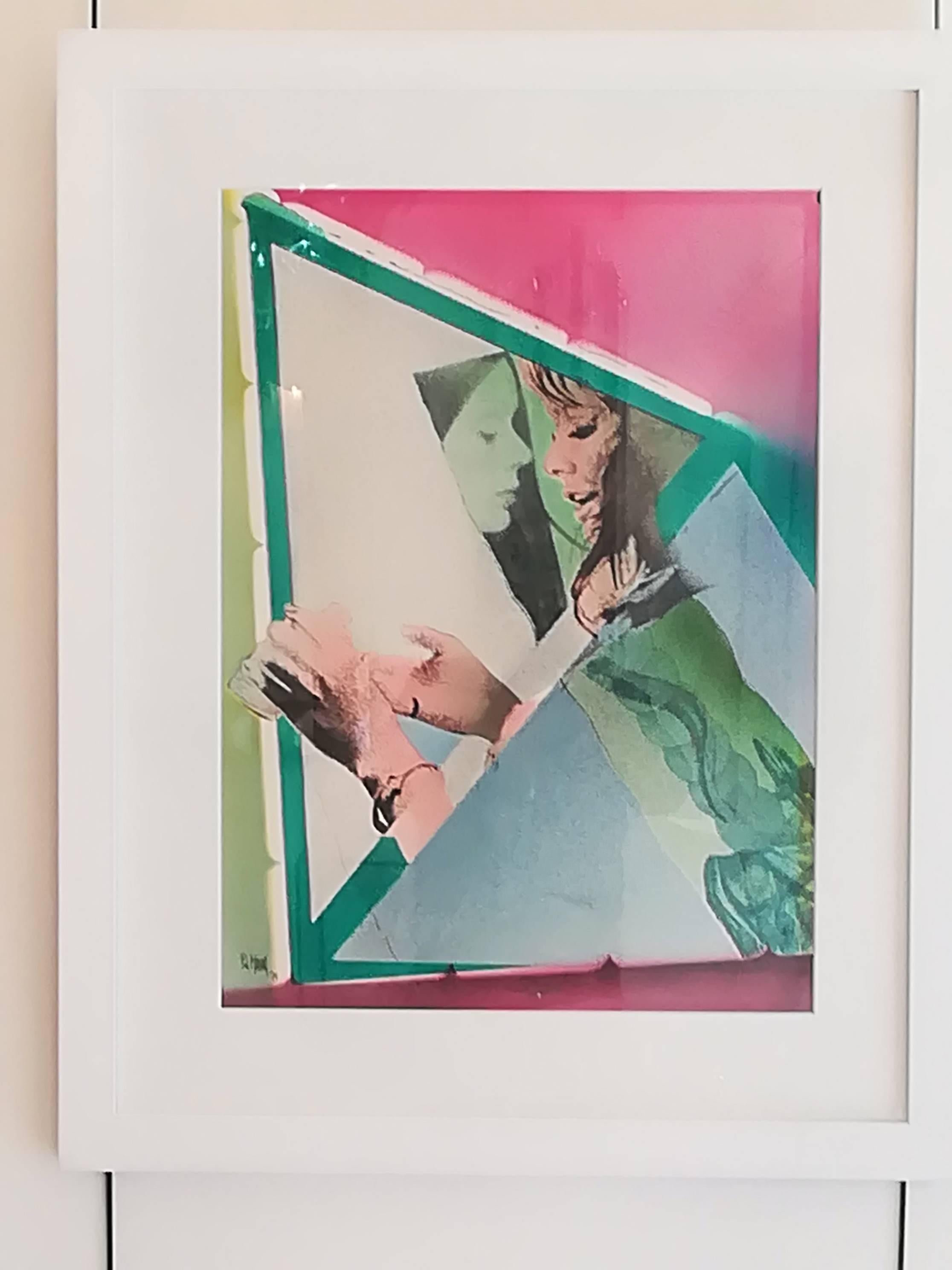 Pop Art Pol Mara, técnica mixta sobre papel (lápiz, aerógrafo, acuarela, pastel) enmarcado