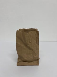 Pop Art Porcelain Brown Paper Bag Vase Sculpture by Hawaii's Ceramic Art Studio