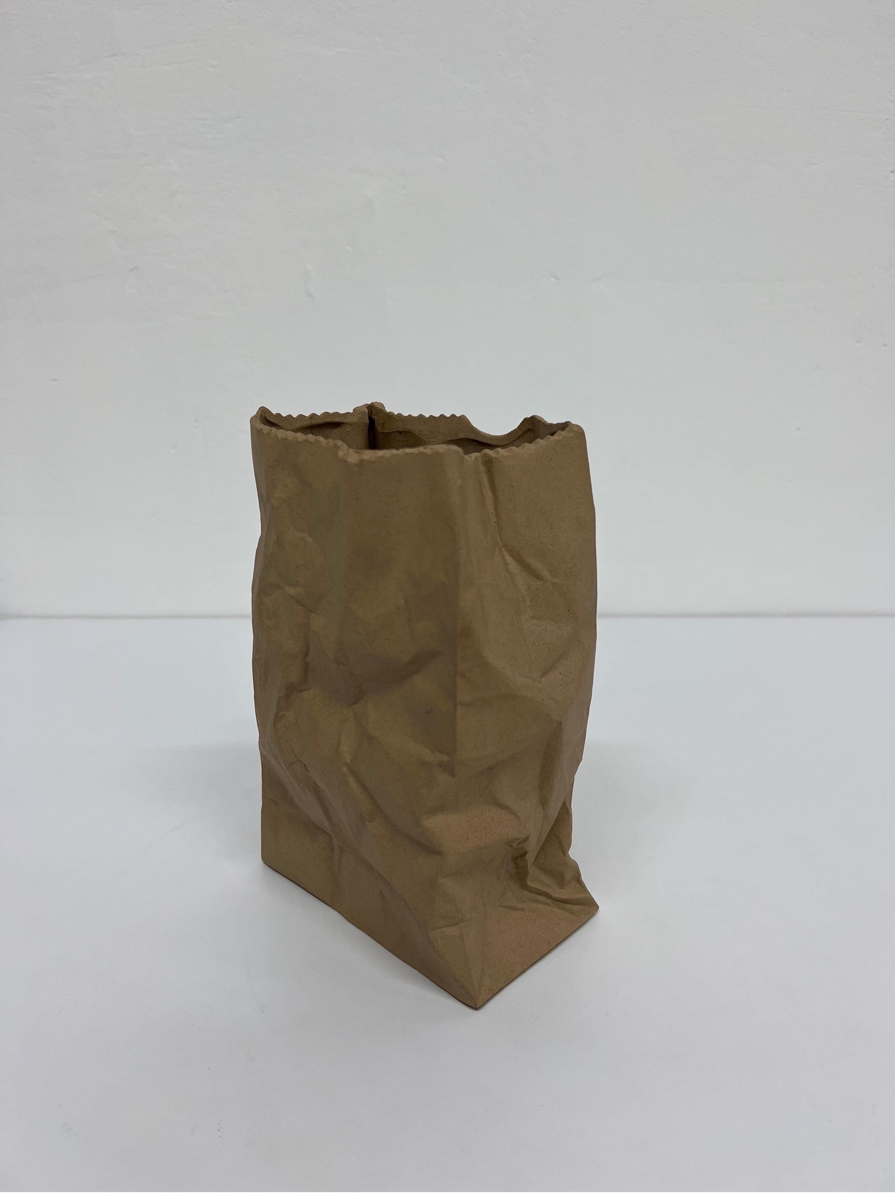 ceramic brown paper bag vase
