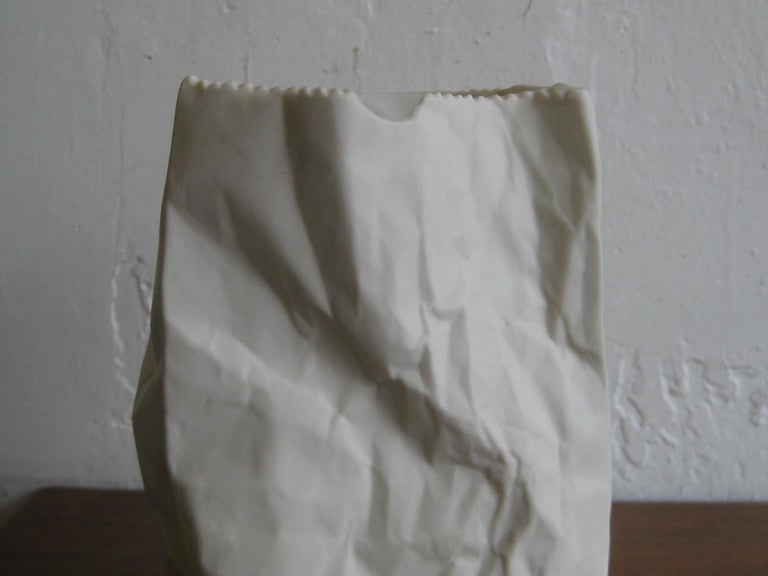 Pop Art Porcelain Paper Bag Vase Sculpture By Hawaii S Ceramic Art