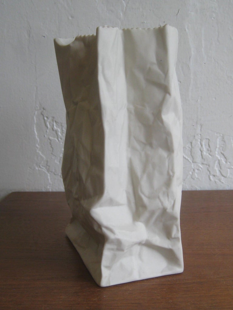 Pop Art Porcelain Paper Bag Vase Sculpture By Hawaii S Ceramic Art