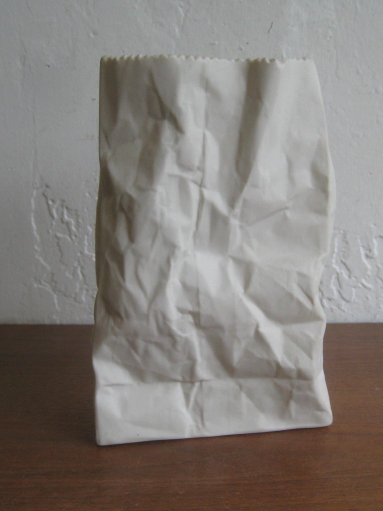 Pop Art Porcelain Paper Bag Vase Sculpture By Hawaii S Ceramic Art