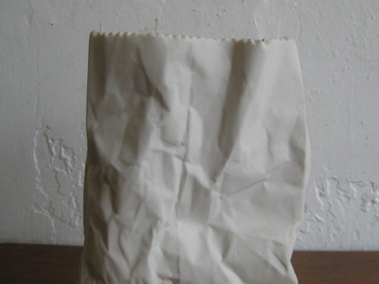 Pop Art Porcelain Paper Bag Vase Sculpture By Hawaii S Ceramic Art