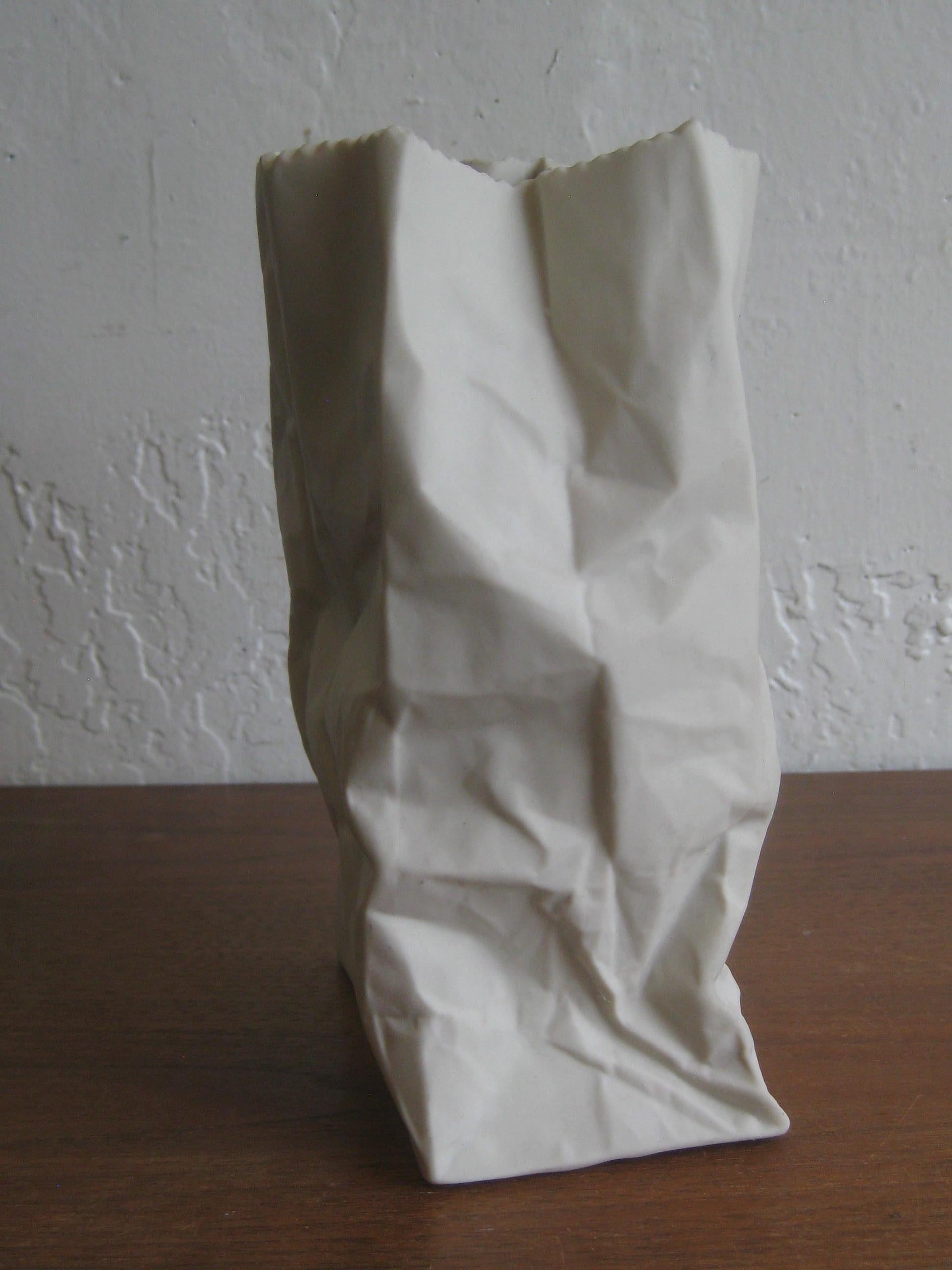 Pop Art Porcelain Paper Bag Vase Sculpture by Hawaii's Ceramic Art Studio 1