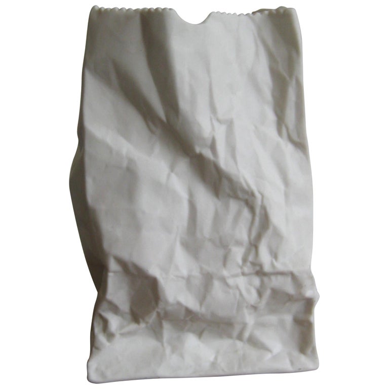 Pop Art Porcelain Paper Bag Vase Sculpture By Hawaii S Ceramic Art