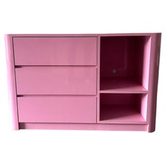 Pop art Post modern Pink Gloss Laminate custom 3 drawer dresser or credenza 