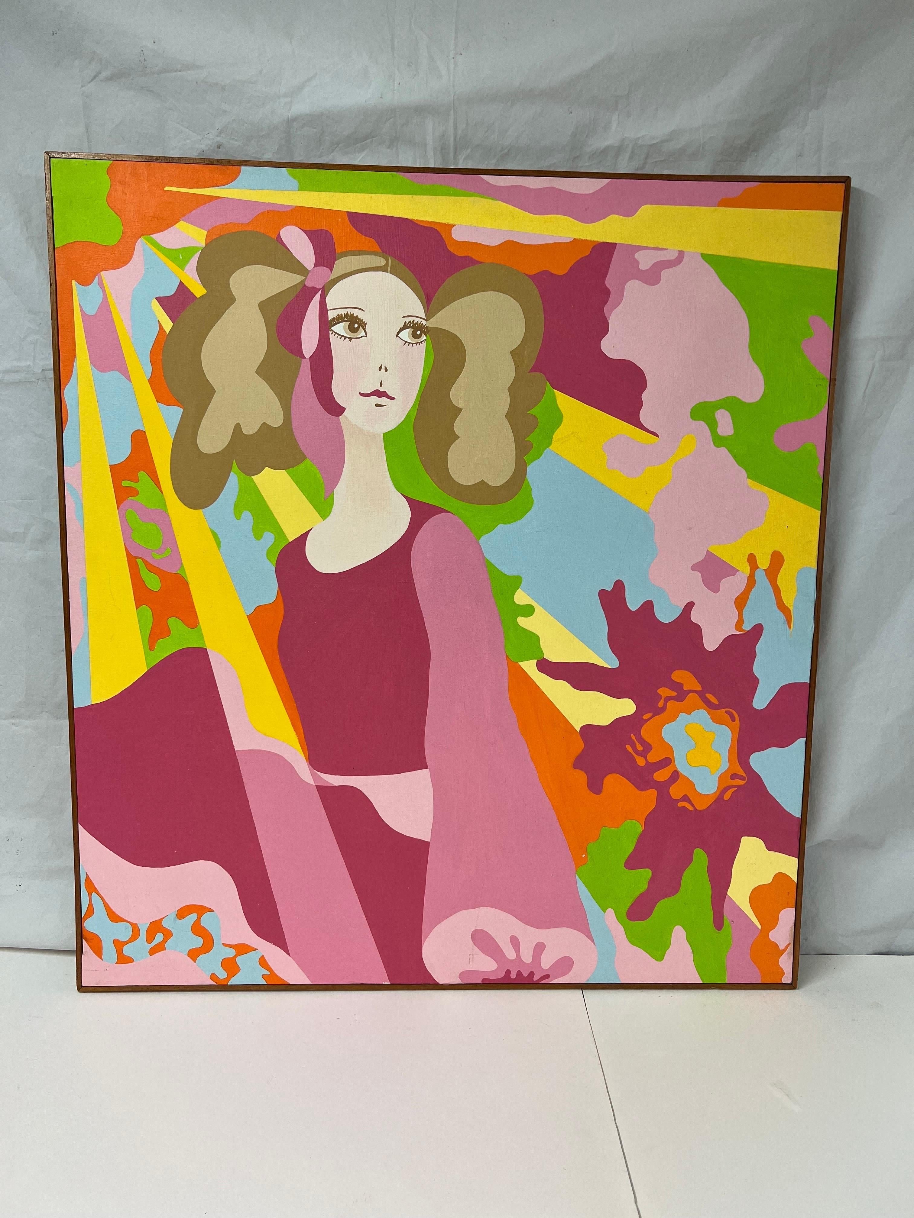 Pop Art Psychedelic Painting by Lara Cleven In Good Condition For Sale In Redding, CT