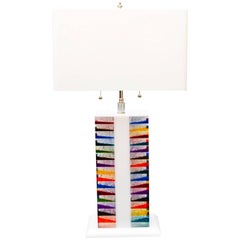 Abat-jour moderne en nickel et lucite de style gratte-ciel, couleur arc-en-ciel