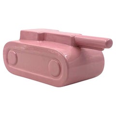 Pop art 'Risk' figura tanque de cerámica rosa, Stefano Puzzo Italia ca. 2000s