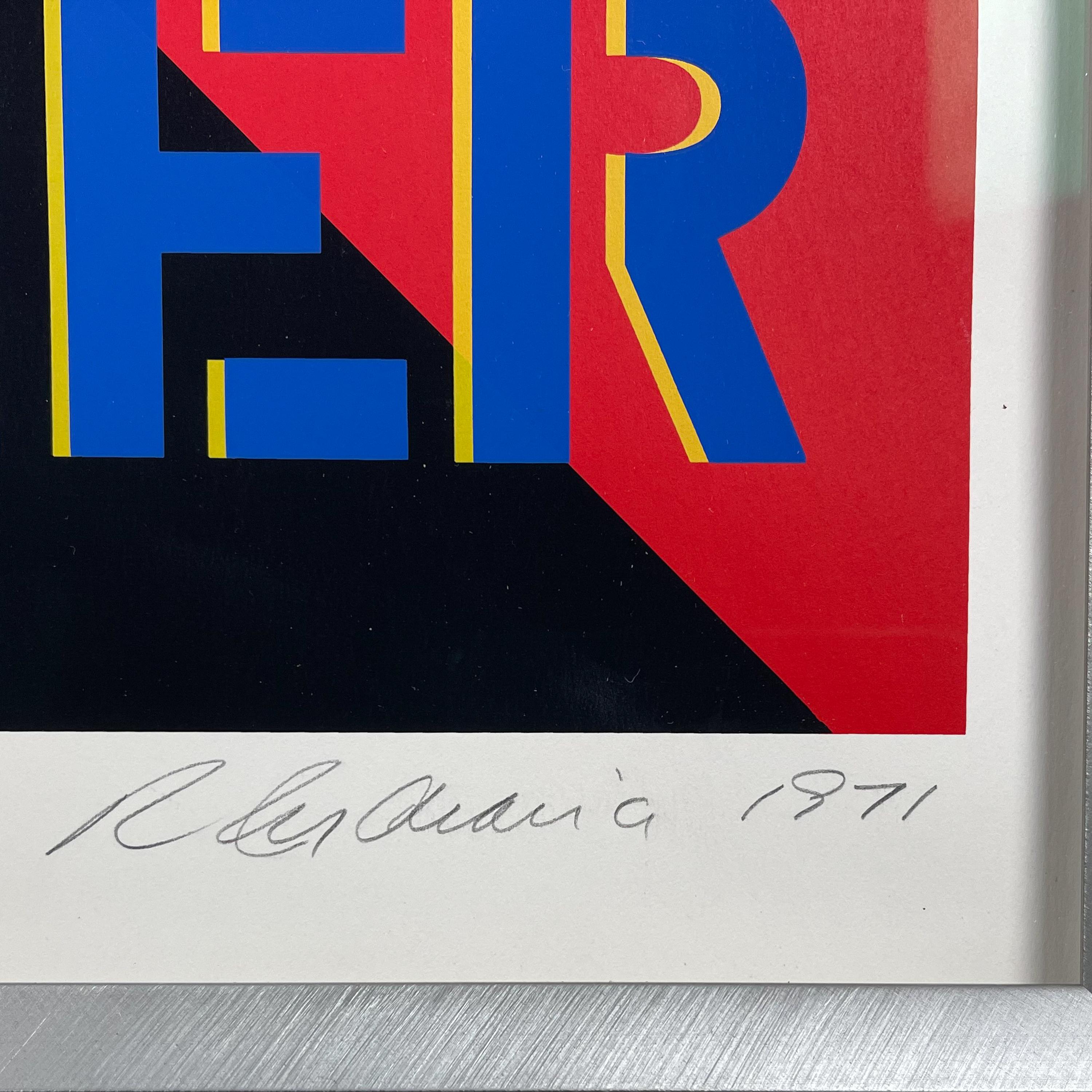 Mid-Century Modern Pop Art Robert Indiana Yield Brother 1971 Screenprint Edition 230 Red Blue For Sale