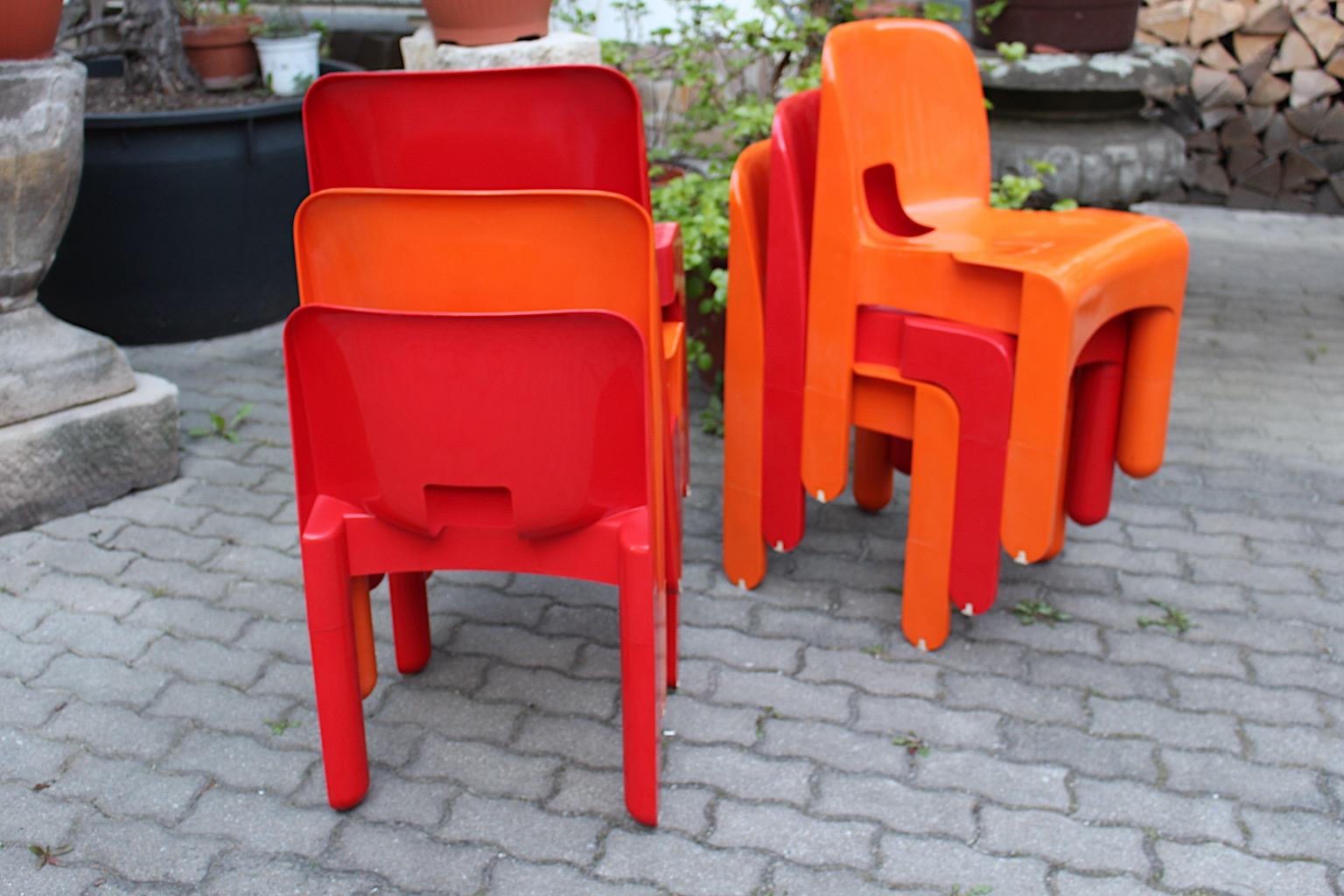 vintage red dining chairs