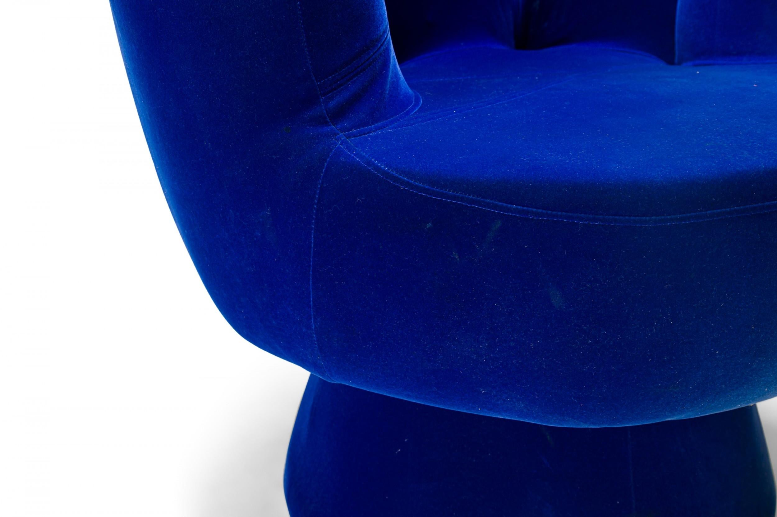 Upholstery Pop Art Style Blue Velour Upholstered Hand Chair For Sale