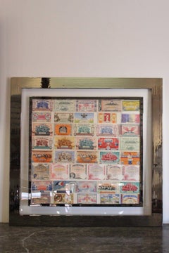 Pop-Art Style Frame with Old French Lottery Tickets