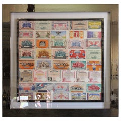 Vintage Pop-Art Style Frame with Old French Lottery Tickets