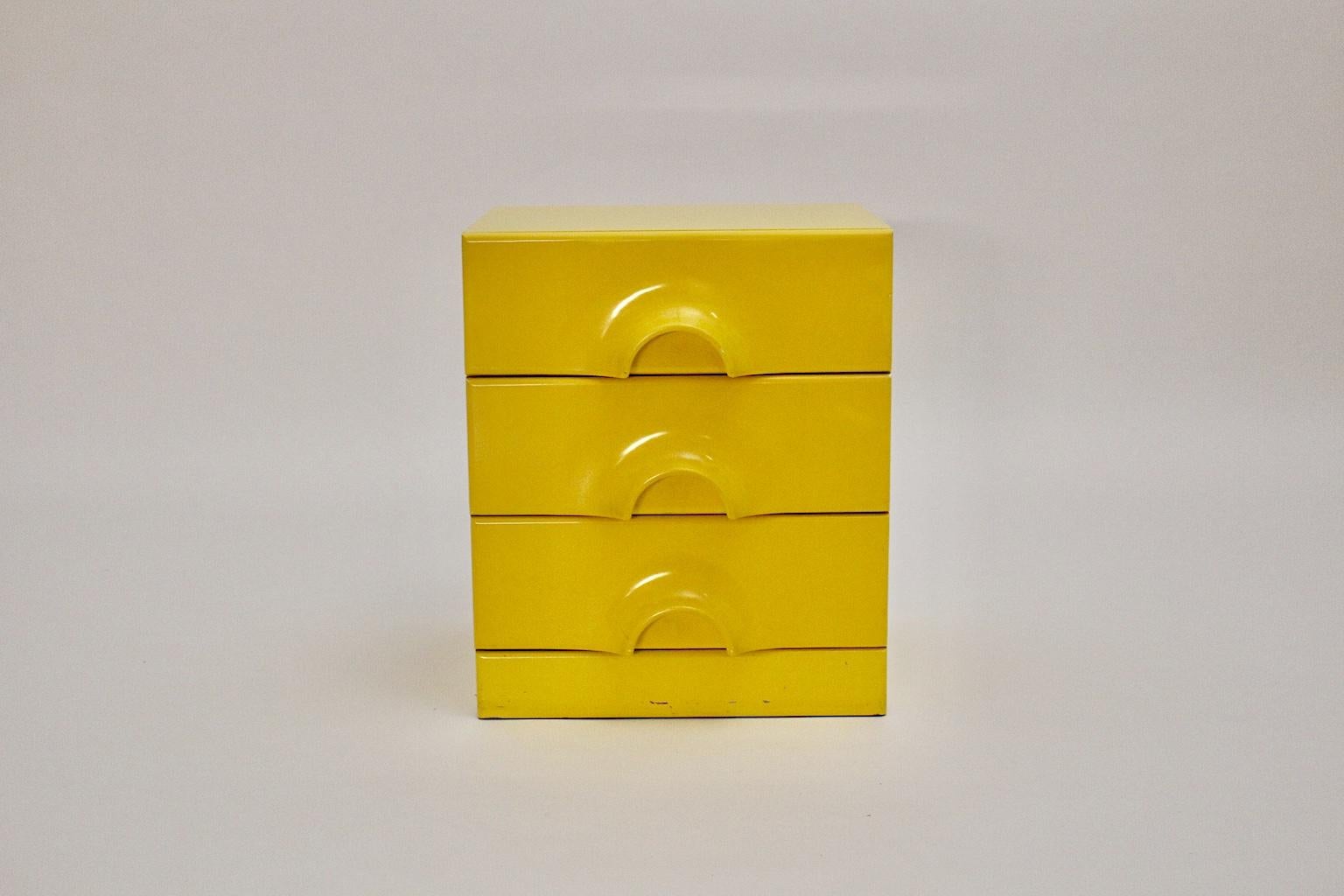 Pressed Pop Art Style Vintage Yellow Chest of Drawers, circa 1970, Germany For Sale