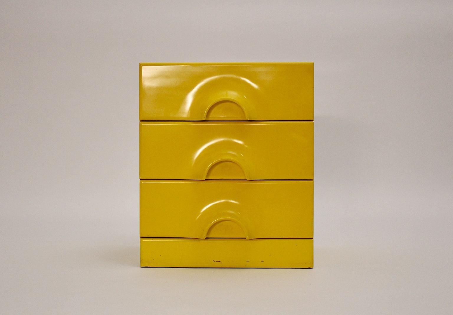 Late 20th Century Pop Art Style Vintage Yellow Chest of Drawers, circa 1970, Germany For Sale