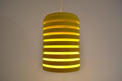 Pop Art Yellow Louvered Cylinder Pendant Lamp, Scandinavia, circa 1970