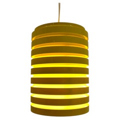 Pop Art Yellow Louvered Cylinder Pendant Lamp, Scandinavia, circa 1970