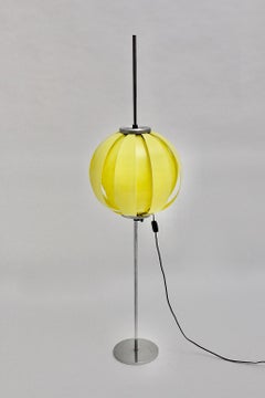 Pop Art Yellow Vintage Plastic Ball Floor Lamp, 1960s