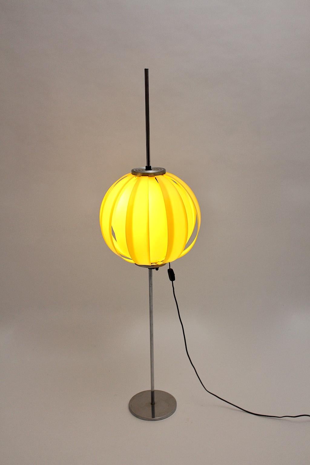 Mid-20th Century Pop Art Yellow Vintage Plastic Ball Floor Lamp, 1960s For Sale