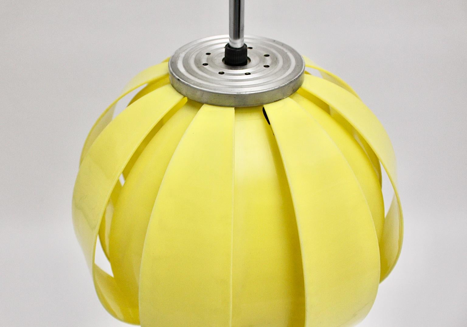 Chrome Pop Art Yellow Vintage Plastic Ball Floor Lamp, 1960s For Sale