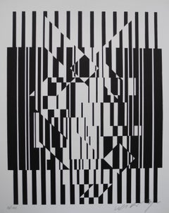 Impressions optiques noires et blanches de l'artiste pop Victor Vasarely