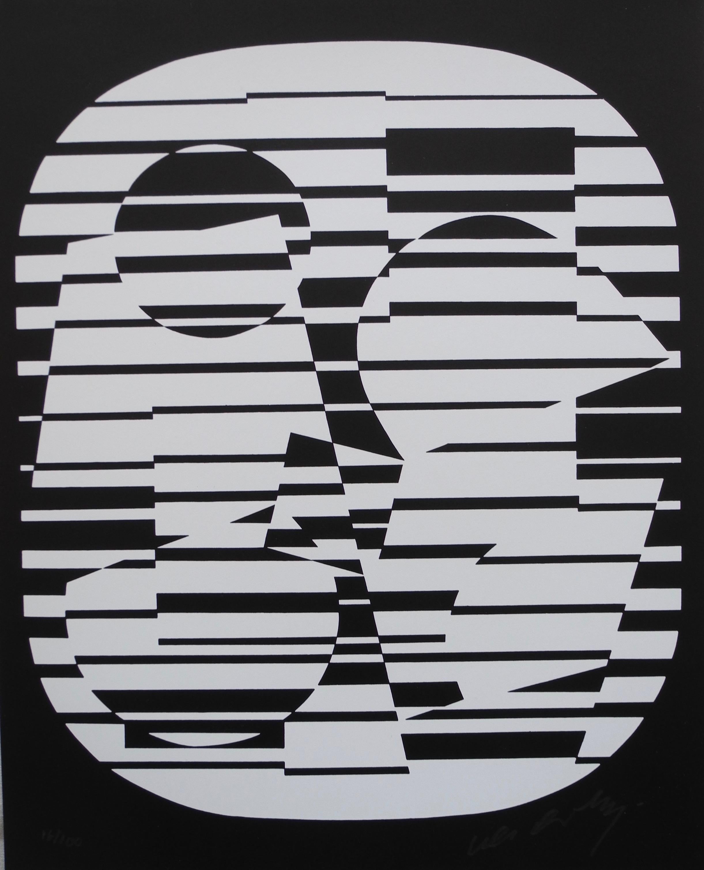 Optische Drucke des Pop-Künstlers Victor Vasarely in Schwarz (Moderne) im Angebot