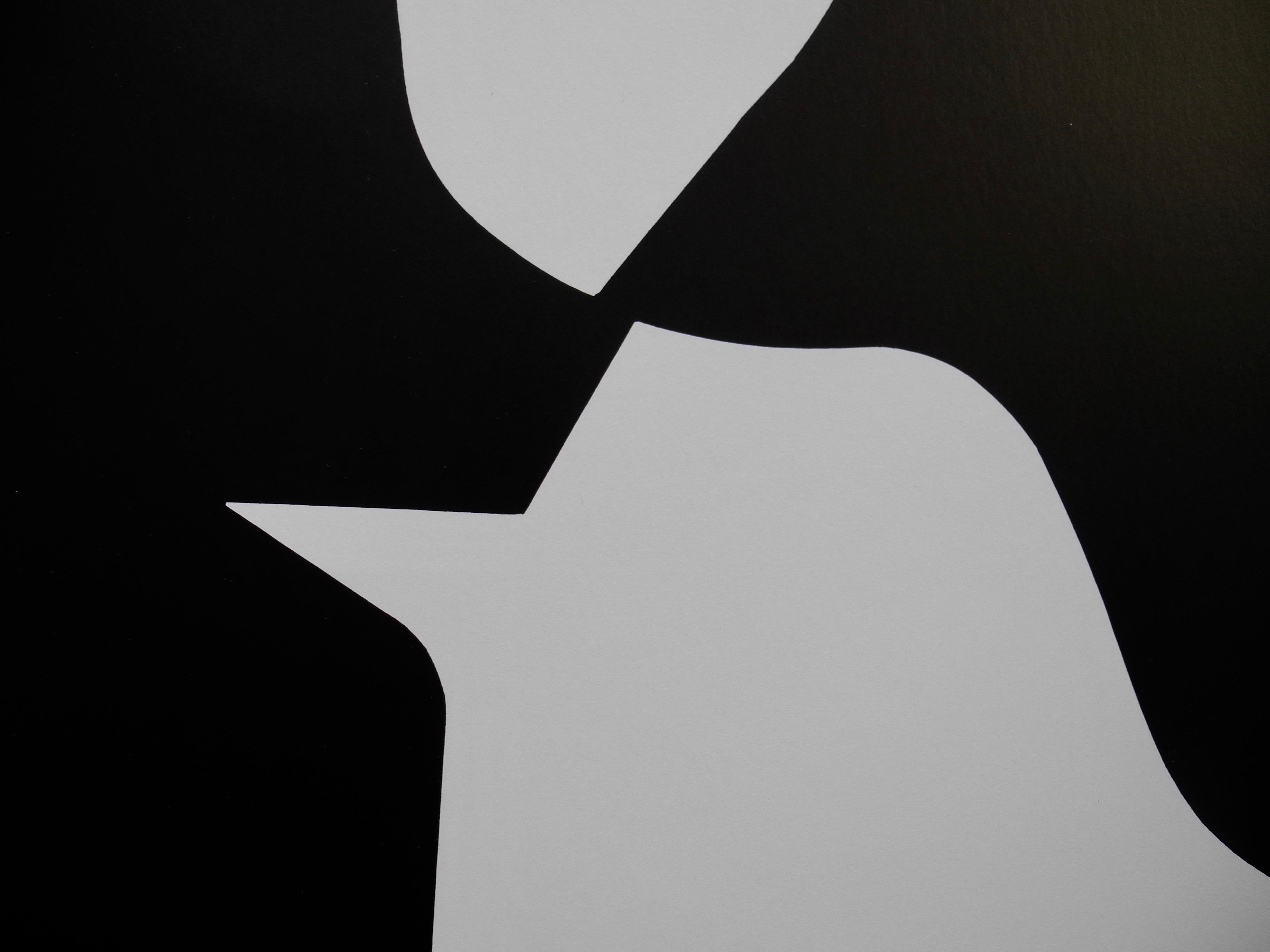 Swiss Pop Artist Victor Vasarely Black and White Optical Prints For Sale