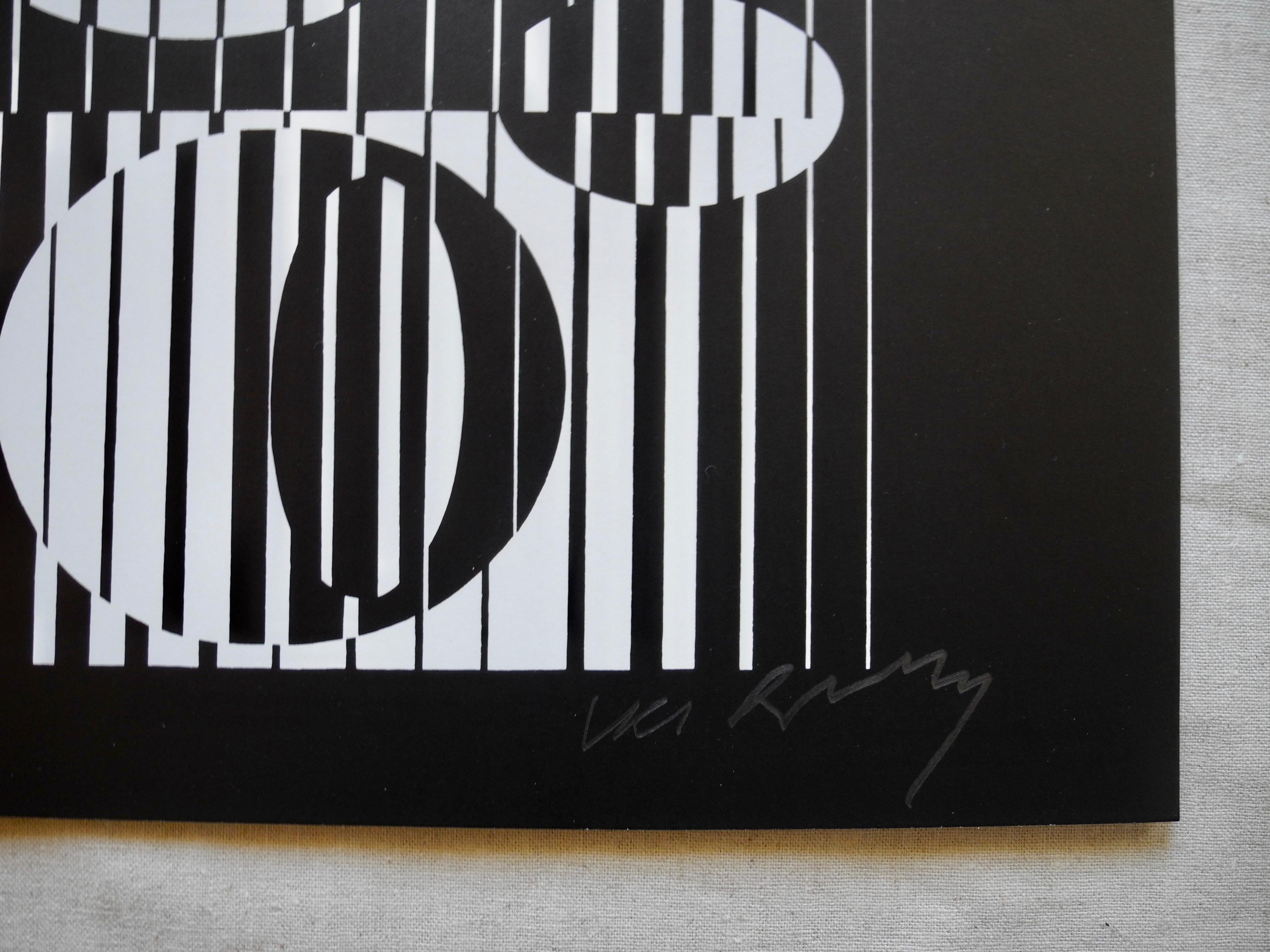 Swiss Pop Artist Victor Vasarely Black and White Optical Prints For Sale