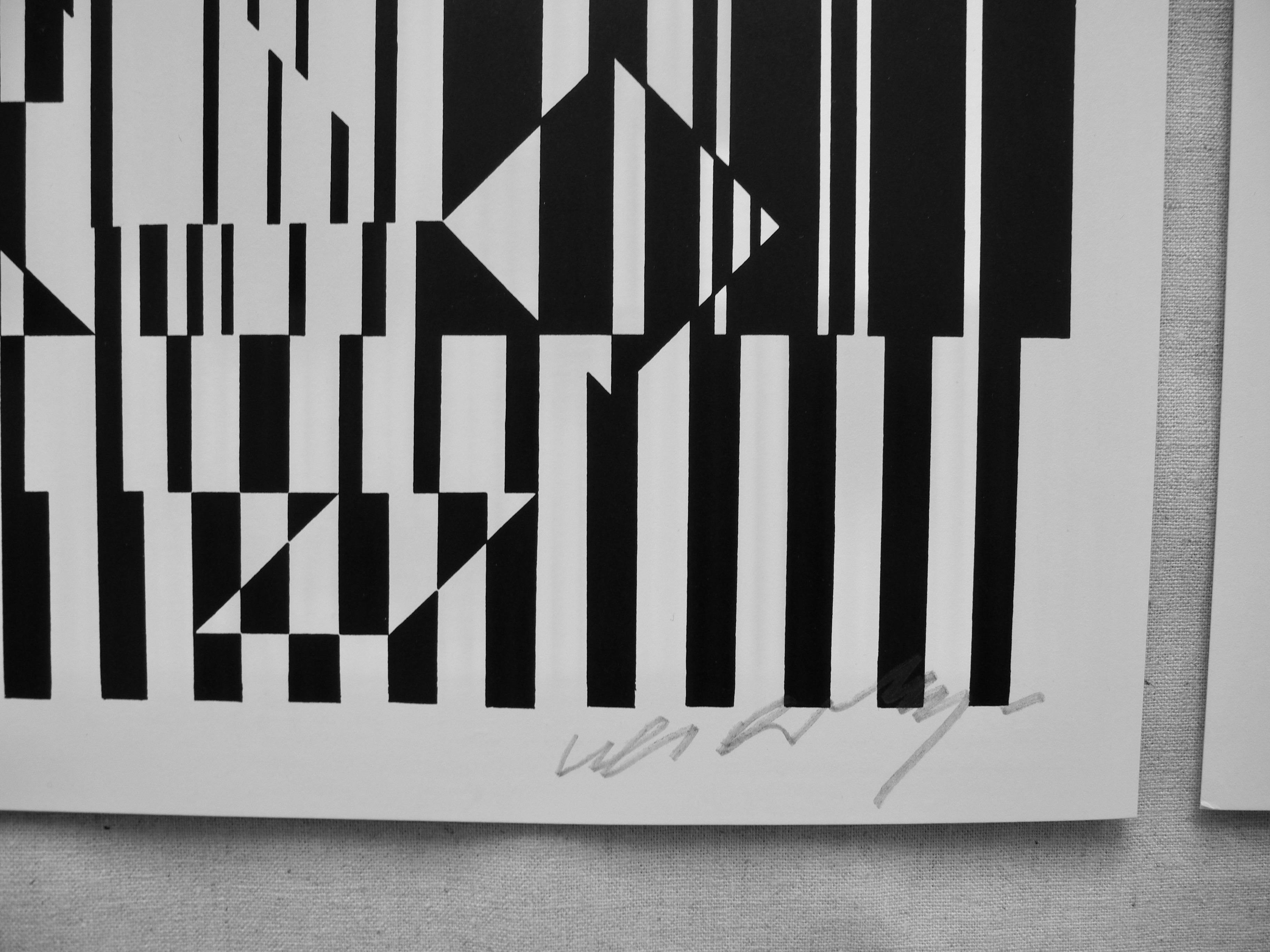 Optische Drucke des Pop-Künstlers Victor Vasarely in Schwarz (20. Jahrhundert) im Angebot