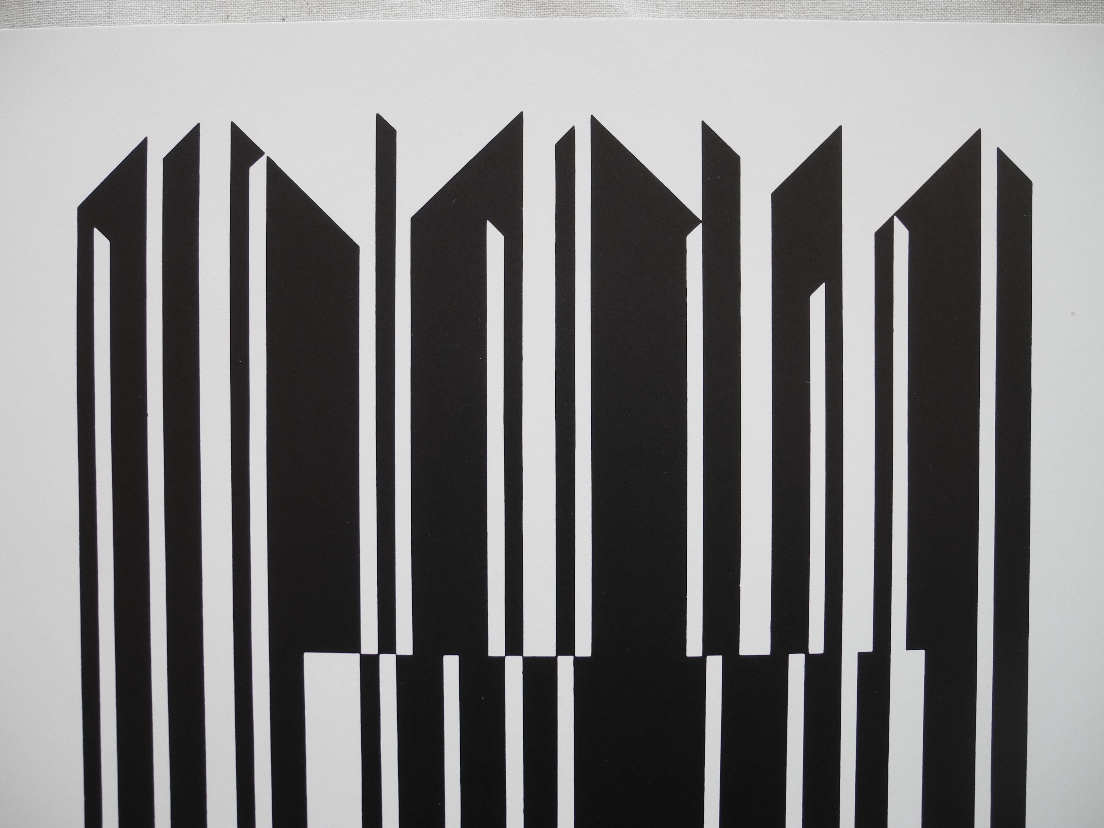 Optische Drucke des Pop-Künstlers Victor Vasarely in Schwarz im Angebot 1