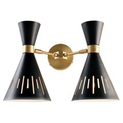 Pop Black and Brass Double Wall Lamp