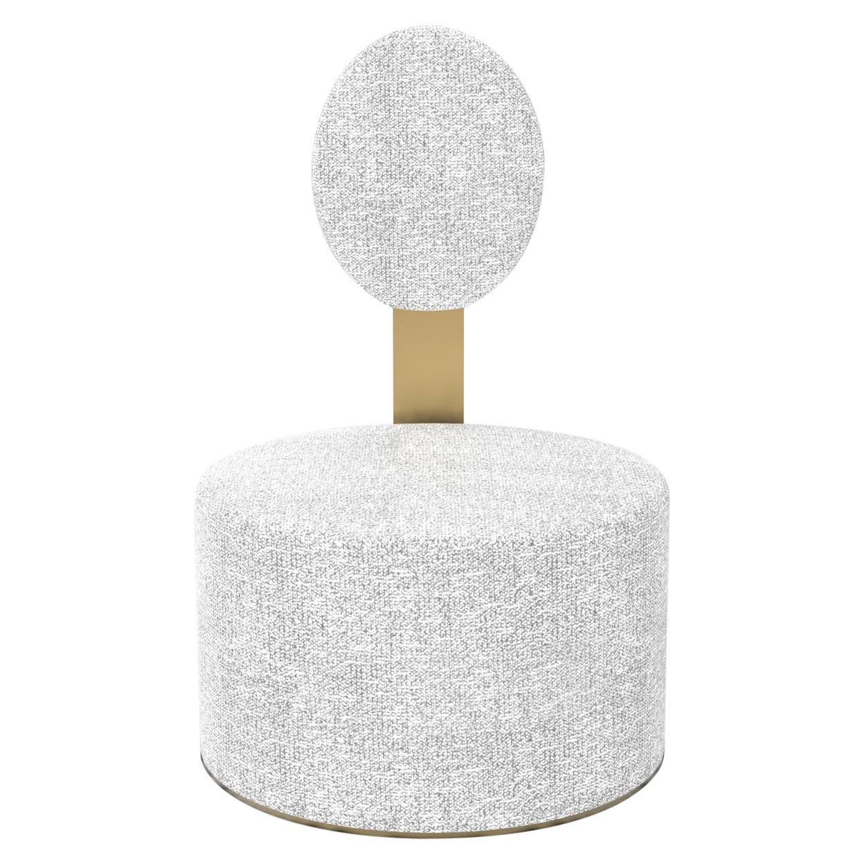 Pop Chenille White Chair  in Satin Brass Finish , Made in Italy For Sale