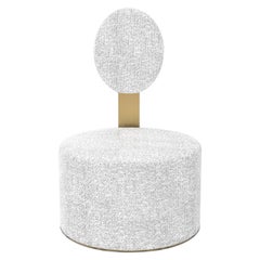 Pop Chenille White Chair  in Satin Brass Finish , Made in Italy