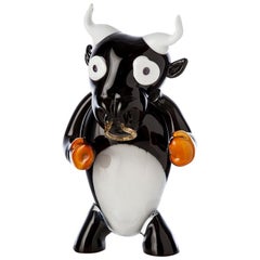 Pop Comic Artistic Murano Glass Sculpture Bull