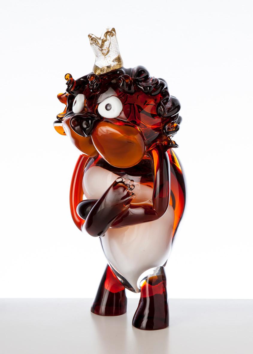 King lion, is a blown glass created by Roberto Beltrami, in Murano glass.

A comic and pop collection in Murano glass, the 'PUPI' are 100% mouth-blown and entirely handmade, offering complete customization upon request. Choose from a wide array of