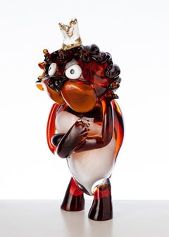 Pop Comic Artistic Murano Glass Sculpture King Lion