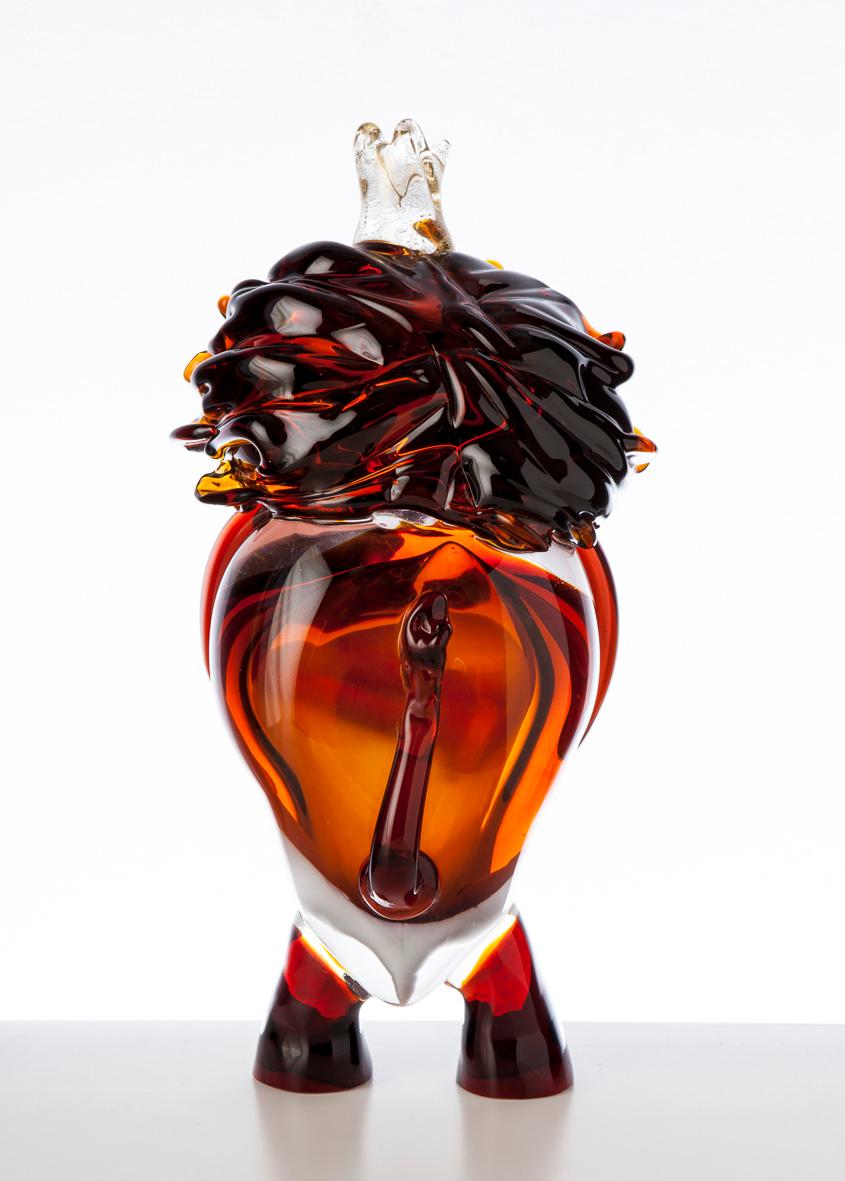 Modern Pop Comic Artistic Murano Glass Sculpture King Lion For Sale