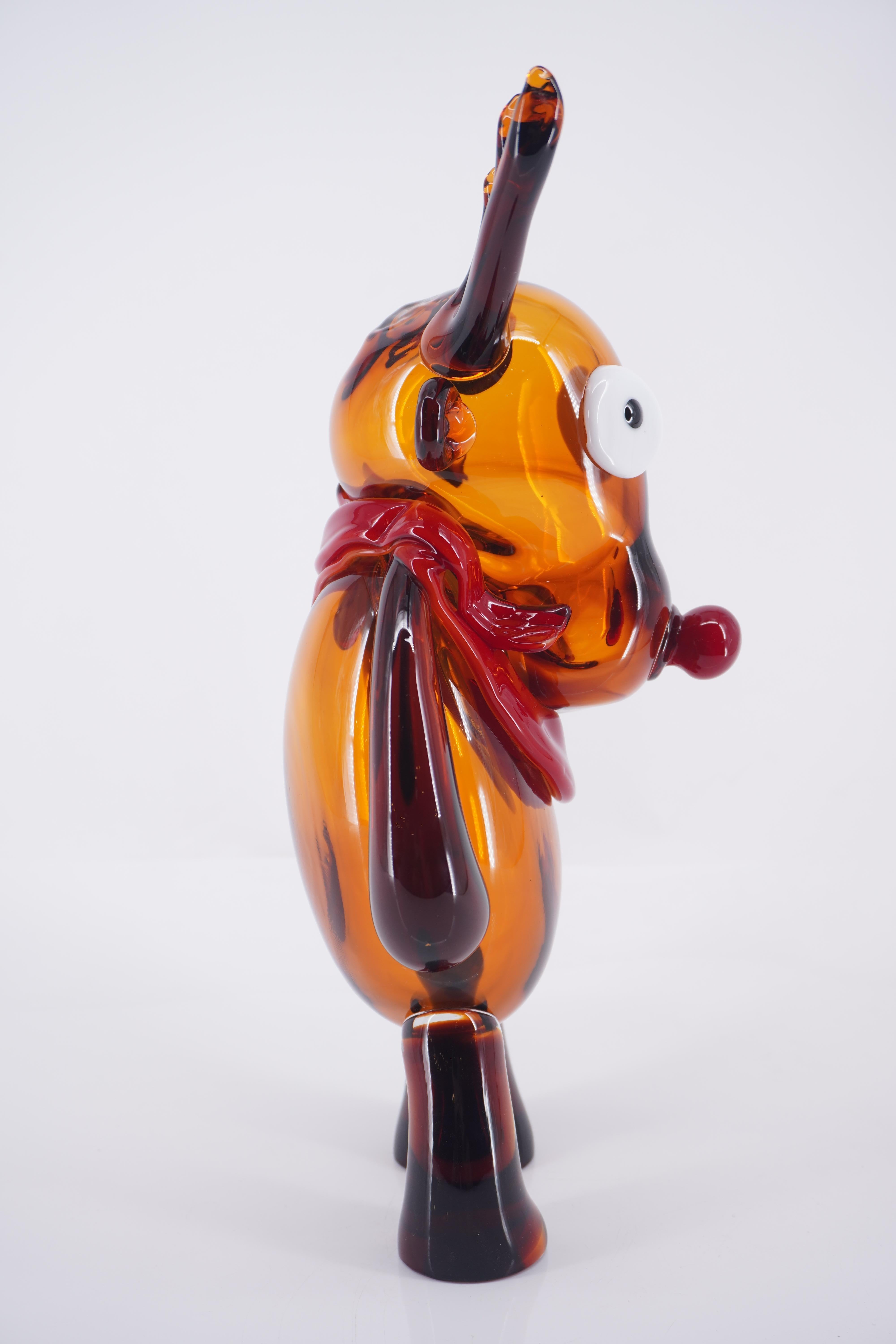 Hand-Crafted Pop Comic Artistic Murano Glass Sculpture Reindeer For Sale