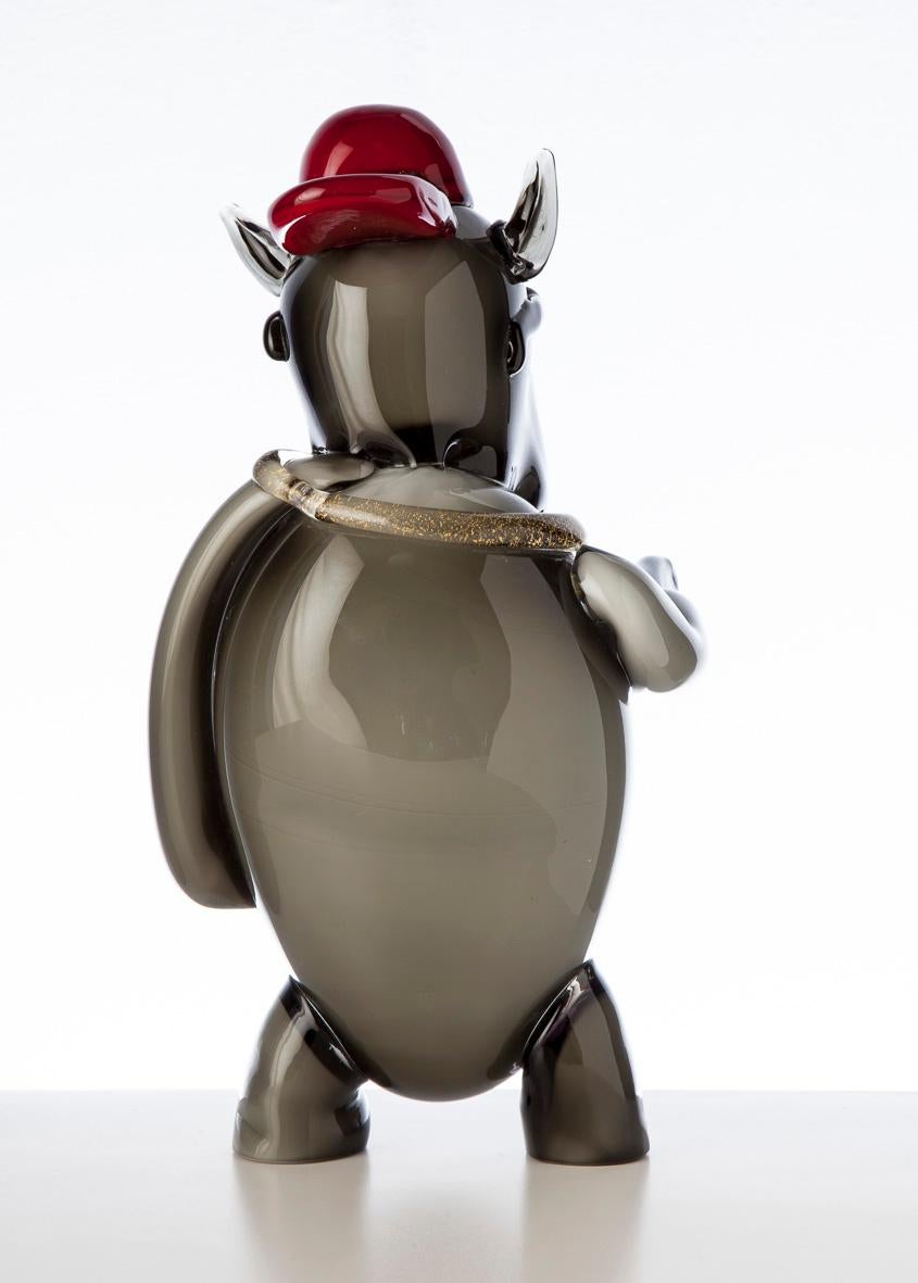 Italiano Scultura artistica in vetro di Murano Pop Comic Rhino in vendita