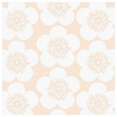 Pop Floral Designer Wallpaper in Fuzz 'Soft Peach and White'