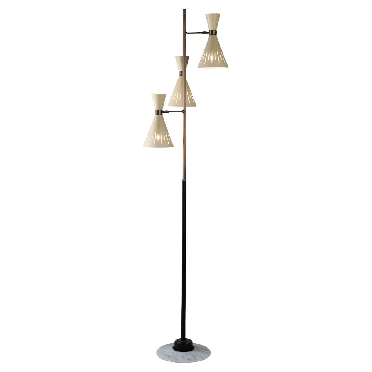 Pop Stehlampe aus elfenbeinfarbener und dunkler Bronze im Angebot