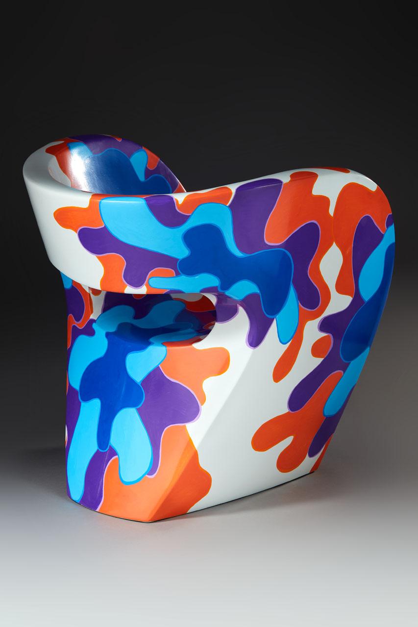 Steel Pop - Little Albert armchair by Ron Arad, hand-painted, Signed Amane  For Sale